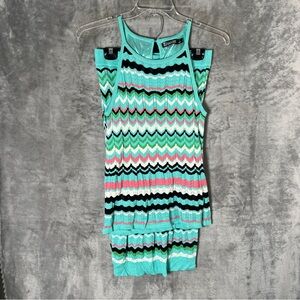 Zara Knit Chevron Tank and Skirt Set in Aqua Multi
